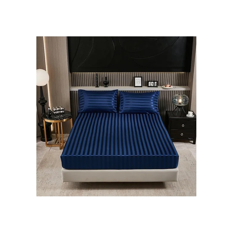 Hot Selling Satin Stripe Bedding Sheet Sets Bedspread Set for Bedrooms, Guest Rooms, Bedding Sets