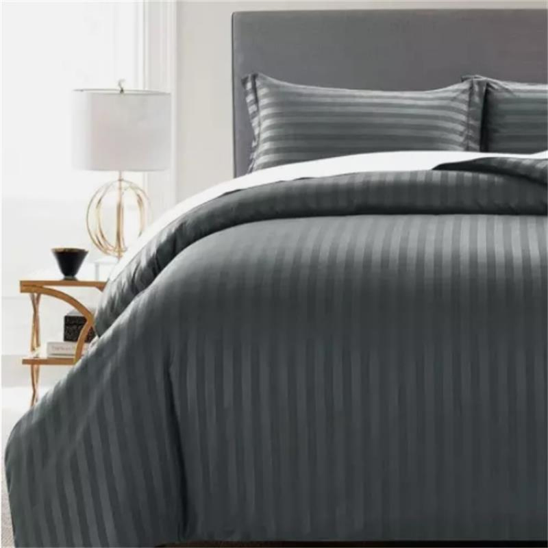 Hotel Quality Stripe Dark Grey Duvet Cover Set