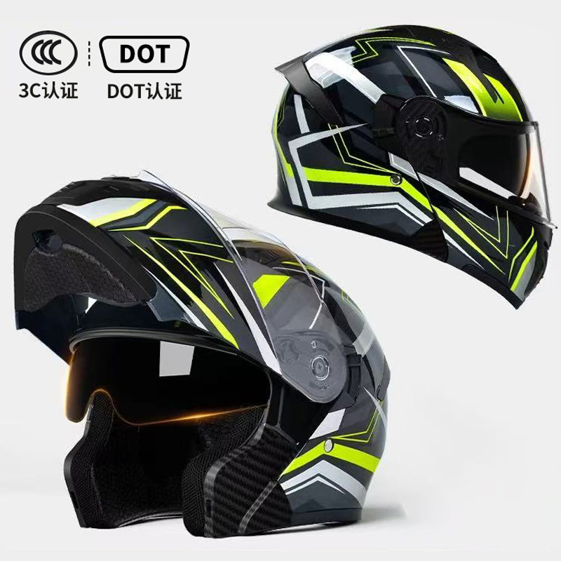 DOT Approved Open Face Motorcycle Helmet with Dual Visors - ABS Safety
