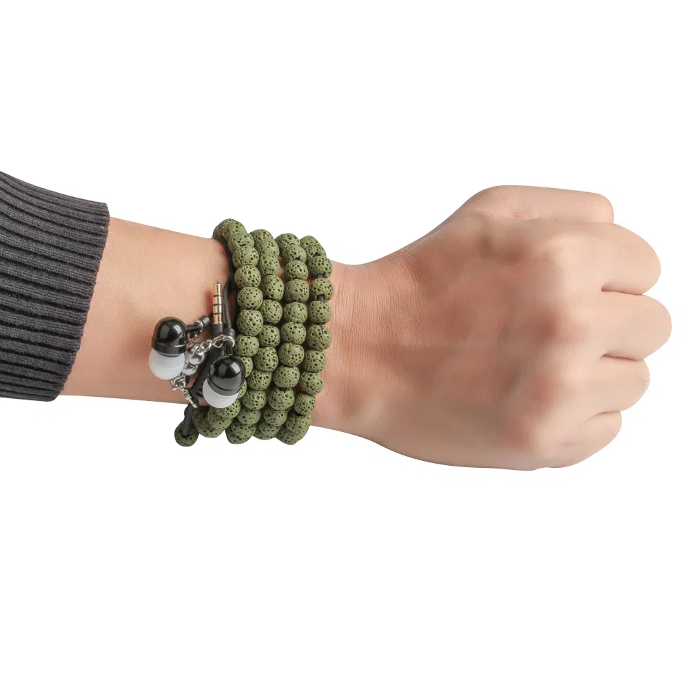 Наушники-браслет из лавового камня с микрофоном