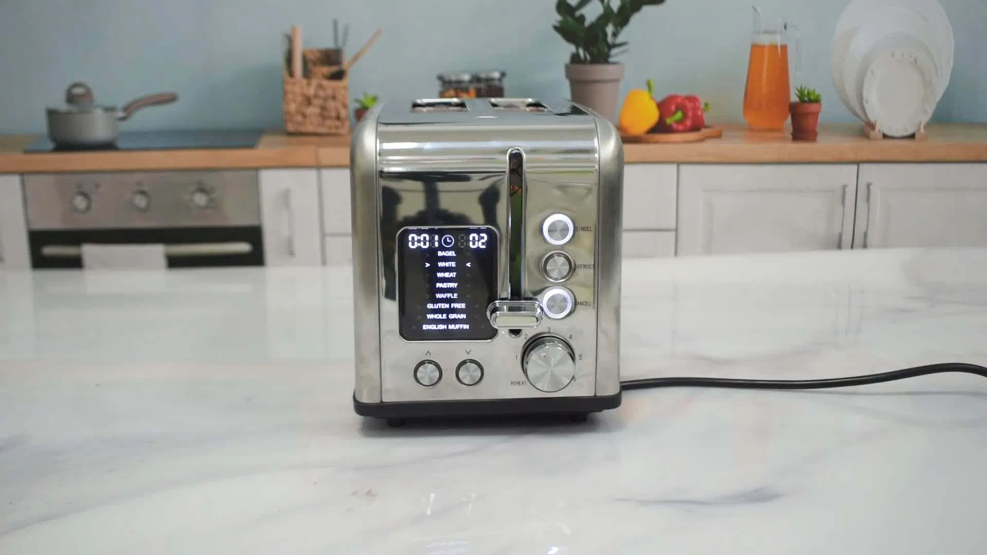 2-Slice Toaster - modern Deisgn with Function and Timer Count-Down Display