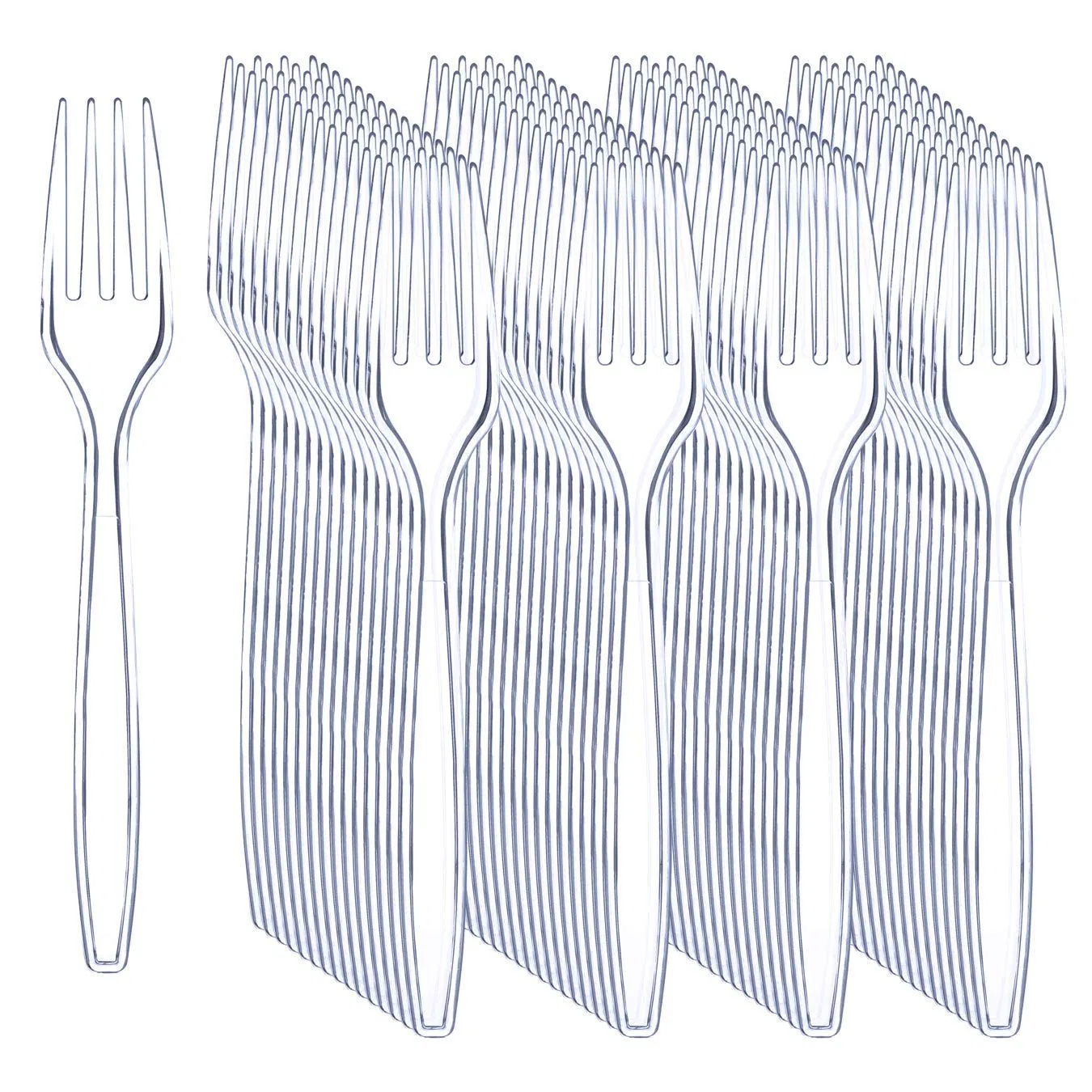 10PCS Wholesale Clear Plastic Disposable Forks Heavy Duty Clear Cutlery Forks