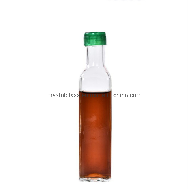 100ml Transparent Square Glass Olive Oil Bottle with Plastic Cap