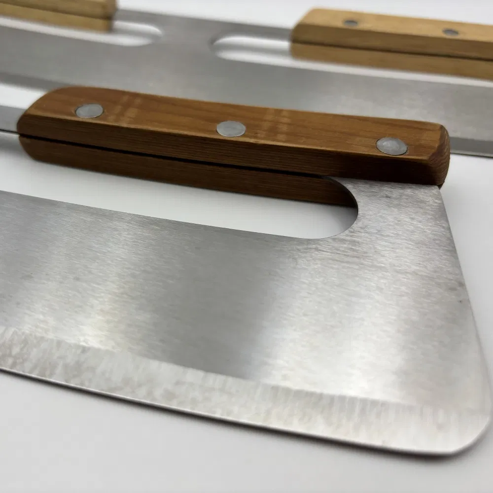 Stainless Steel and Acacia Wood Pizza Cutter Vegetable Chopper Vegetable Slicer