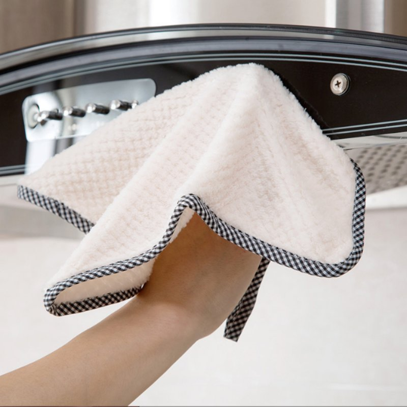 Thickened Trimmed Pineapple Grid Hanging Microfiber Hand Towel for Multi-Scene Use