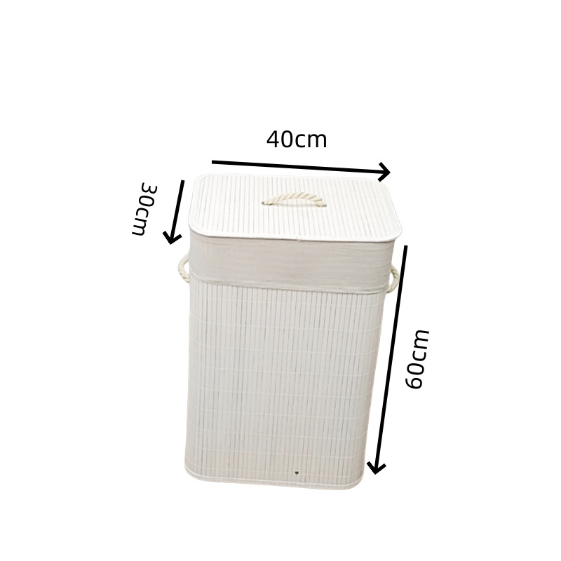 Foldable Storage Hamper Natural Bamboo Laundry Basket with Removable Washable Lining