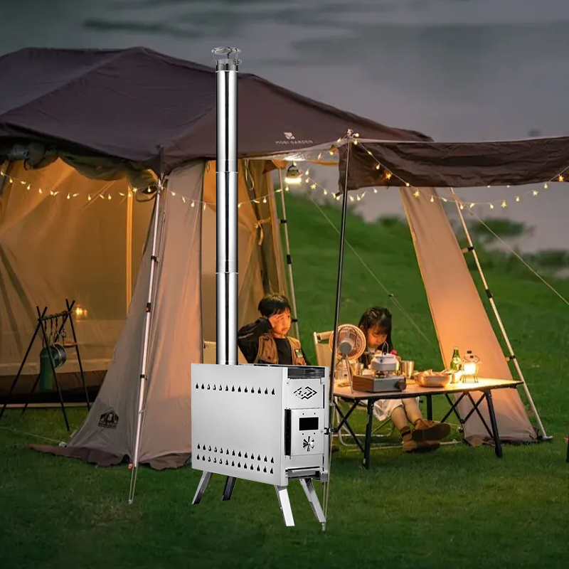 Heating Stove Foldable Portable Outdoor Backpacking Camping Tent Wood-Burning Stove with Glass