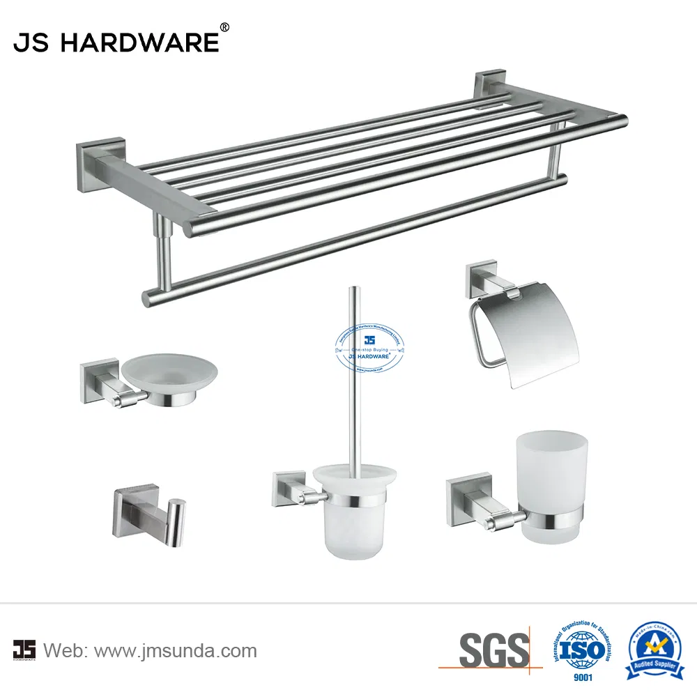 Easy Install Square Base Stainless Steel Satin Glass Tooth Brush Tumbler Holder