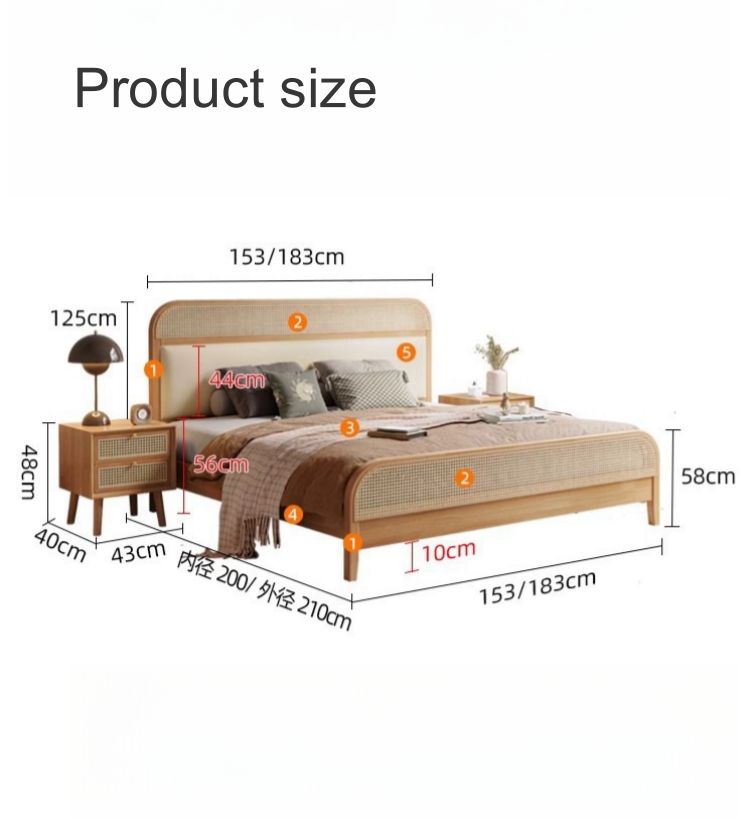 Кровать King Size массив дерева изголовье ротанг