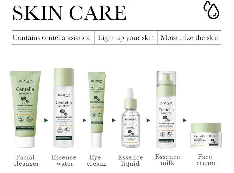 Online Wholesale in Stock Private Label Facial Revitalizing Centella Asiatica Skin Care Set Calming Anti Acne Cica Repair Cream Skin Set