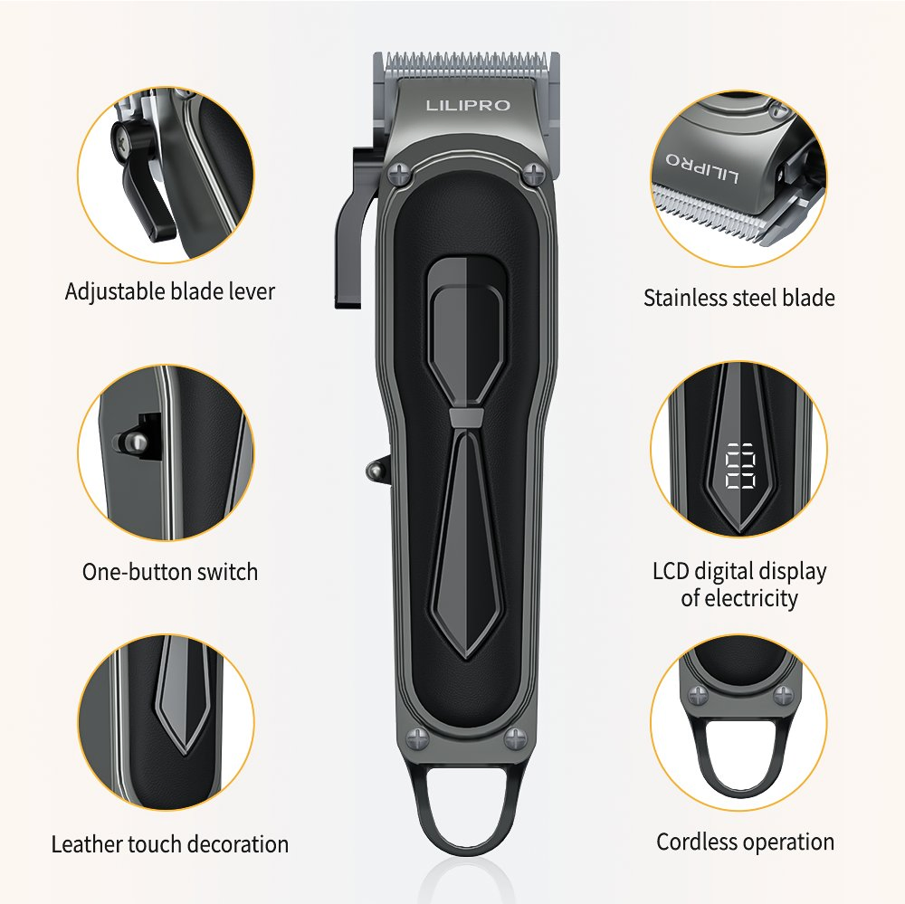 Lilipro L8 Professional Cordless Hair Clipper with LCD Digital Display Og Electricity