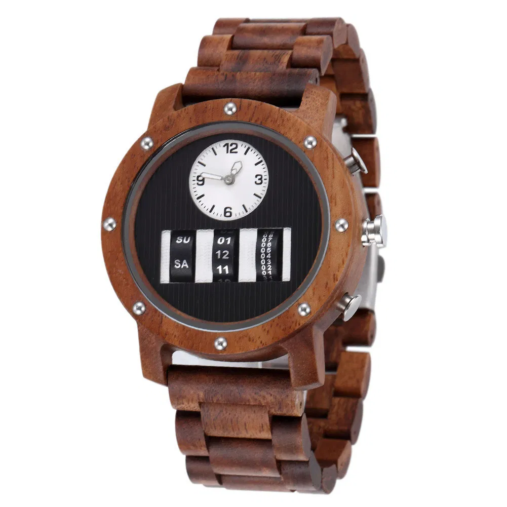 Hot Selling Design Multifunctional Mechanical Men's Wooden Outdoor Sports Watch