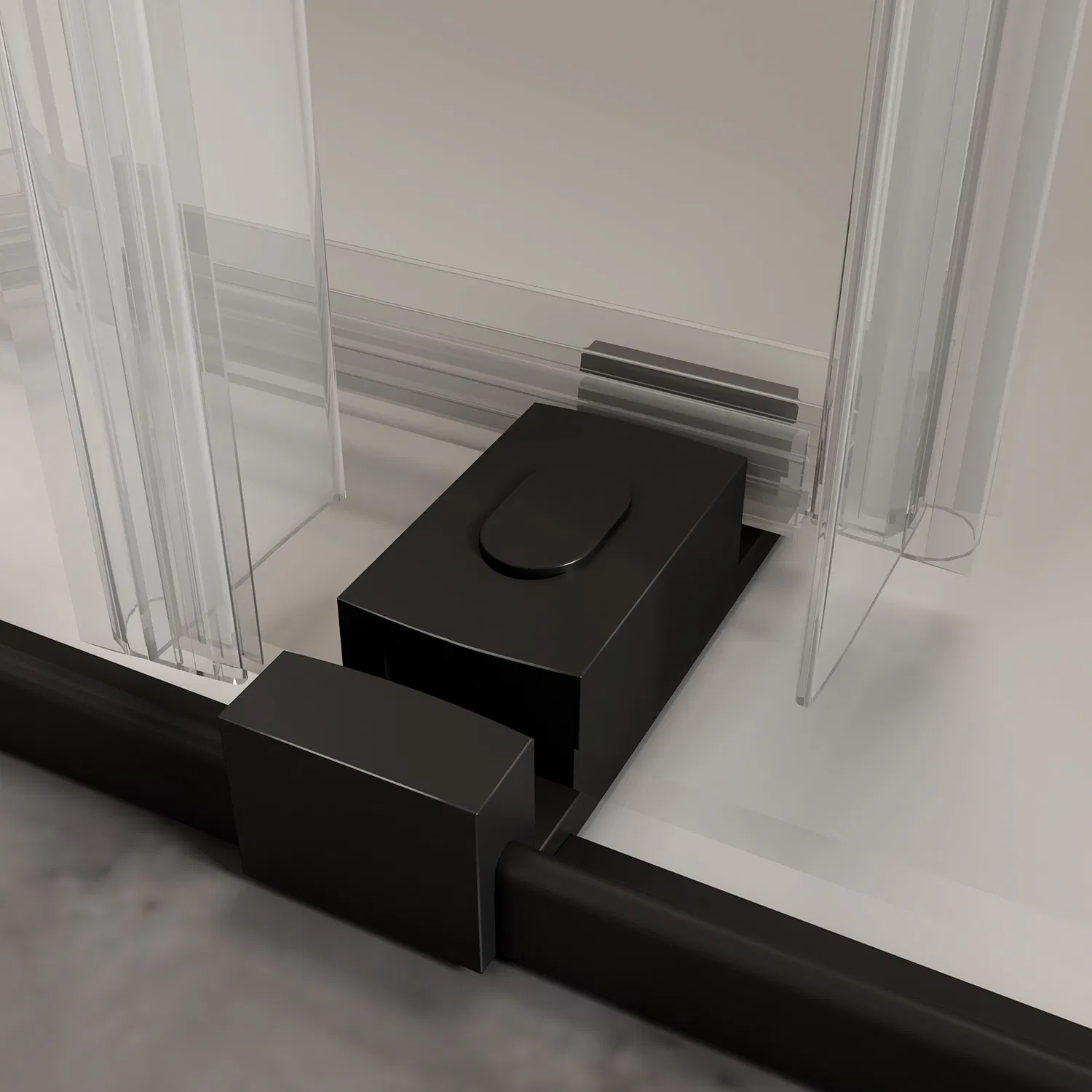 Hotel Double Bypass Soft Close Bathroom Tempered Glass Black Frameless Shower Enclosure Shower Screen Sliding Glass Shower Door