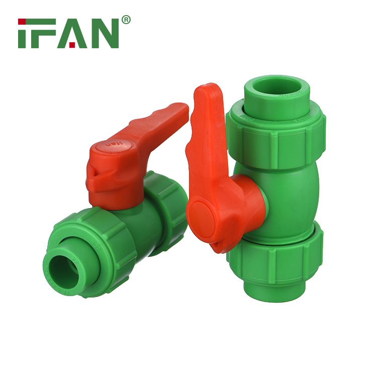 Ifan Factory Direct DIN 8077/8078 Plumbing Material 20-63mm Double Uinon Ball Valve PPR Pipe Fitting