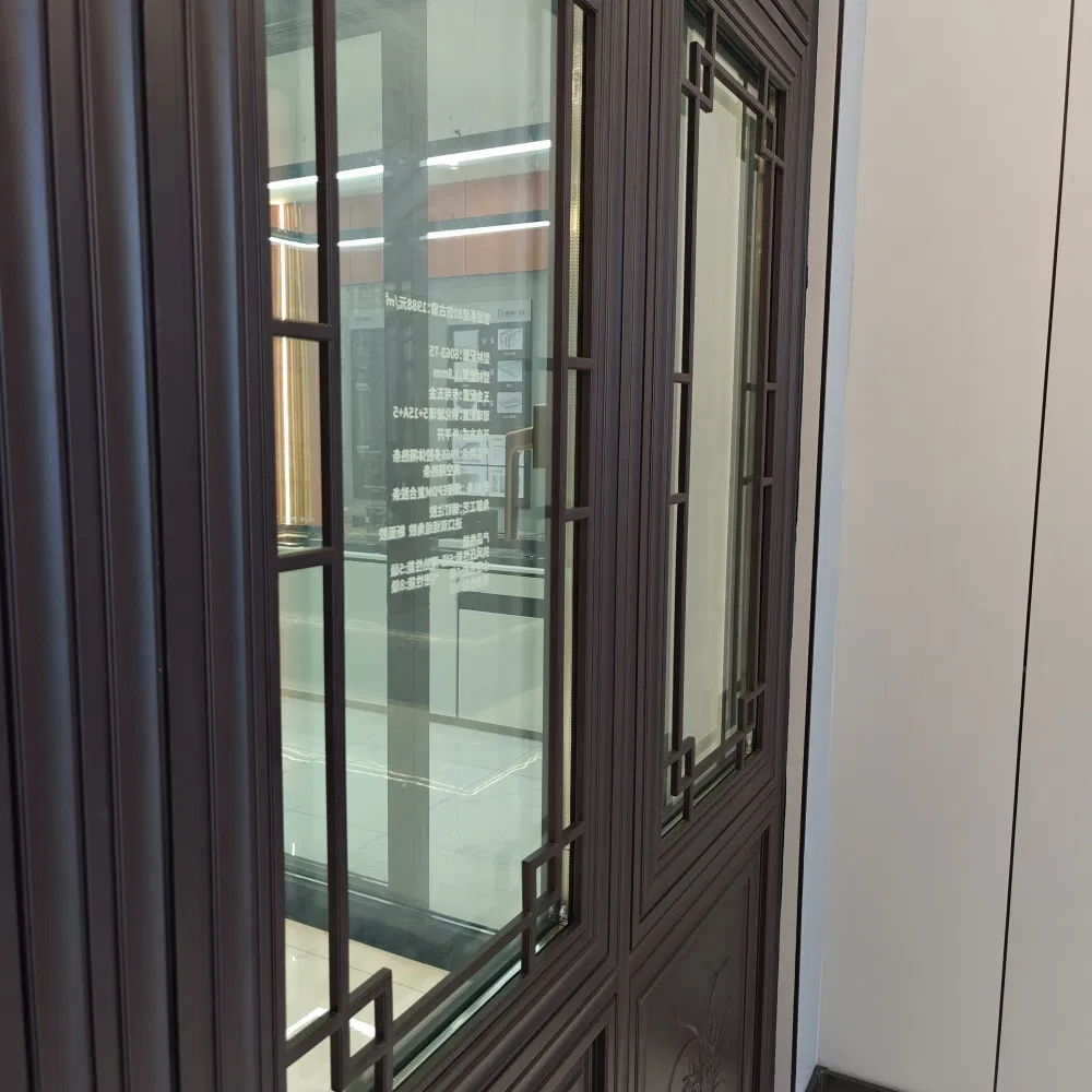 Oriental Antique Aluminum Wood Window with Handcrafted Lattice Design for Traditional Tea Rooms