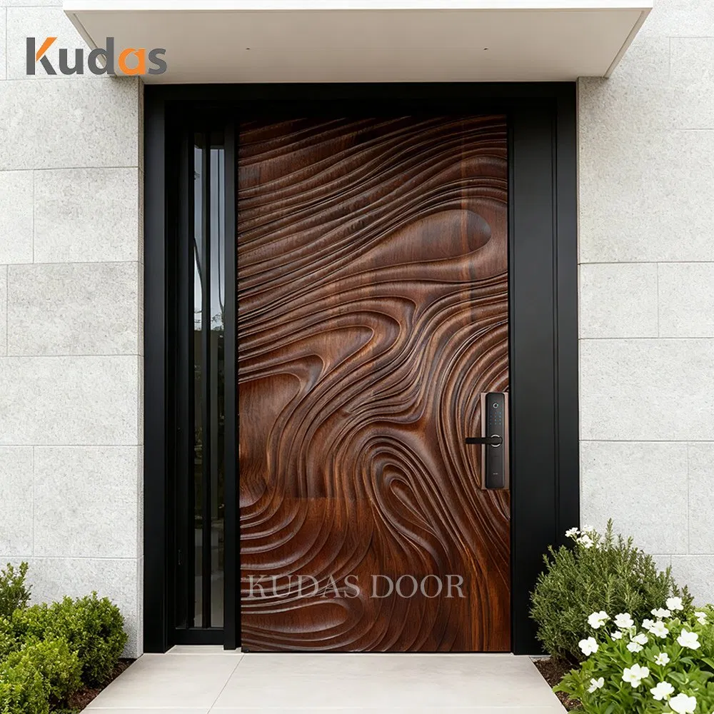 Walnut Solid Wood Exterior External Wooden Pivot Main House Front Entry Door