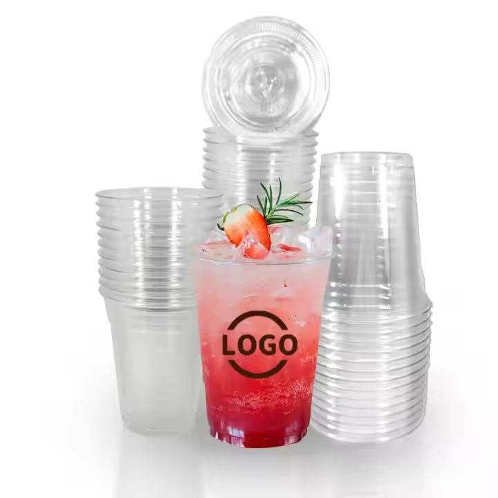 Custom Logo Disposable Pet Bubble Tea Juice Coffee Cup 500ml 700ml