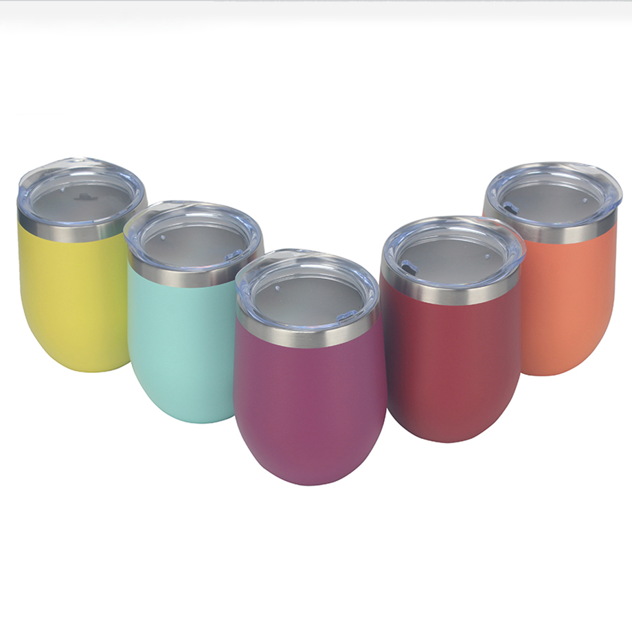 Hot Selling Floral Travel Coffee 12oz Egg Shaped Vacuum Stainless Steel Wine Tumbler Cup Beer Mug