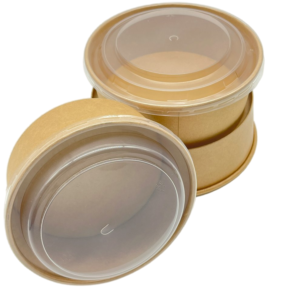 Attractive Design Eco-Friendly Biodegradable Kraft Salad Bowl with Lid for Freshness