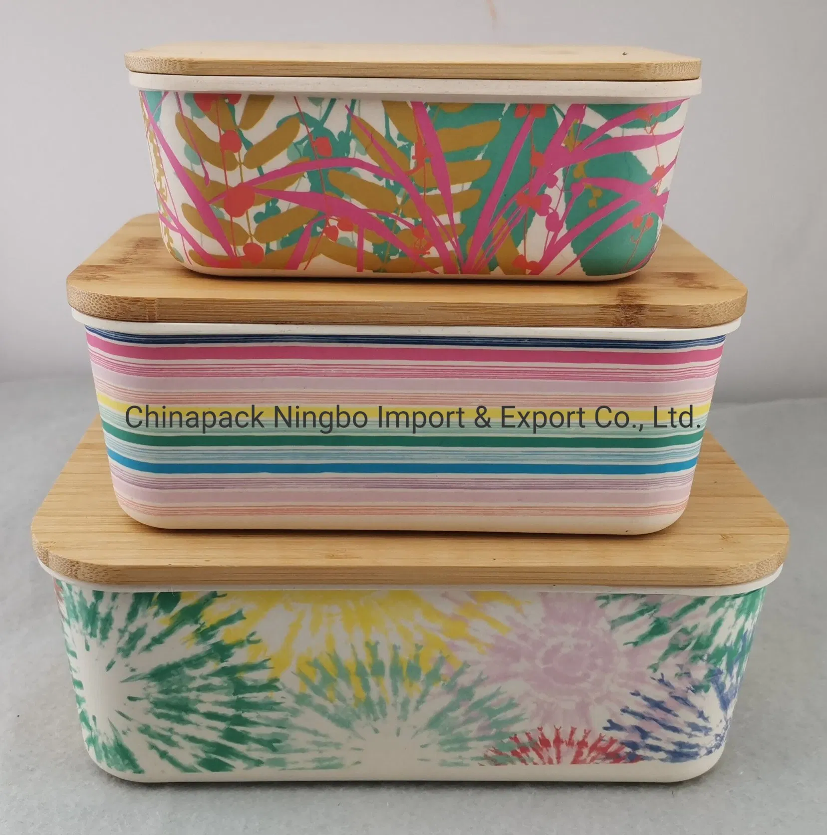 Bamboo Fiber Box with Bamboo Lid; Large Capacity Storage Box; Four Different Size