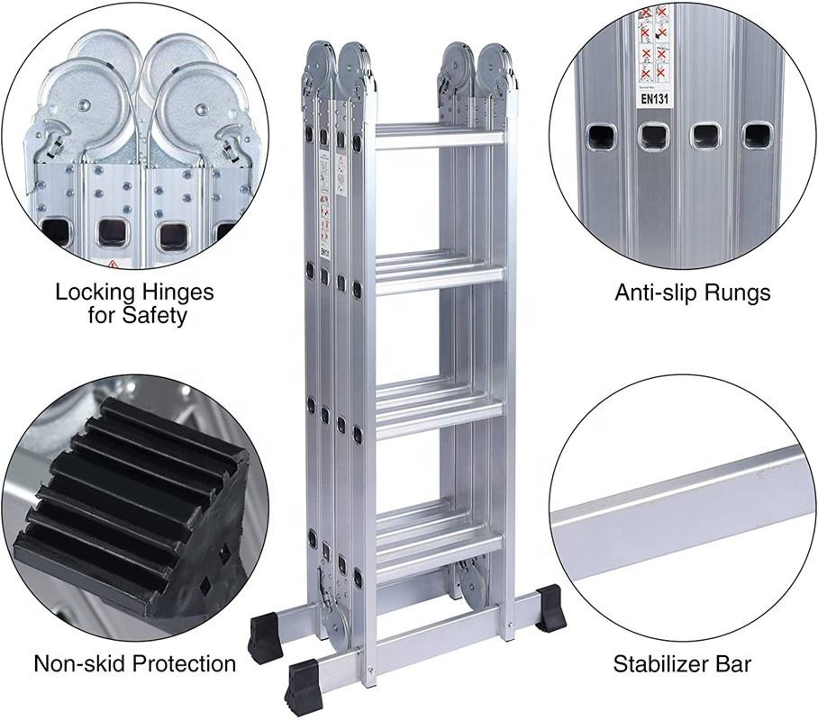3.6m Aluminum 4X3 12steps Multi Purpose Folding Ladder (26464312)