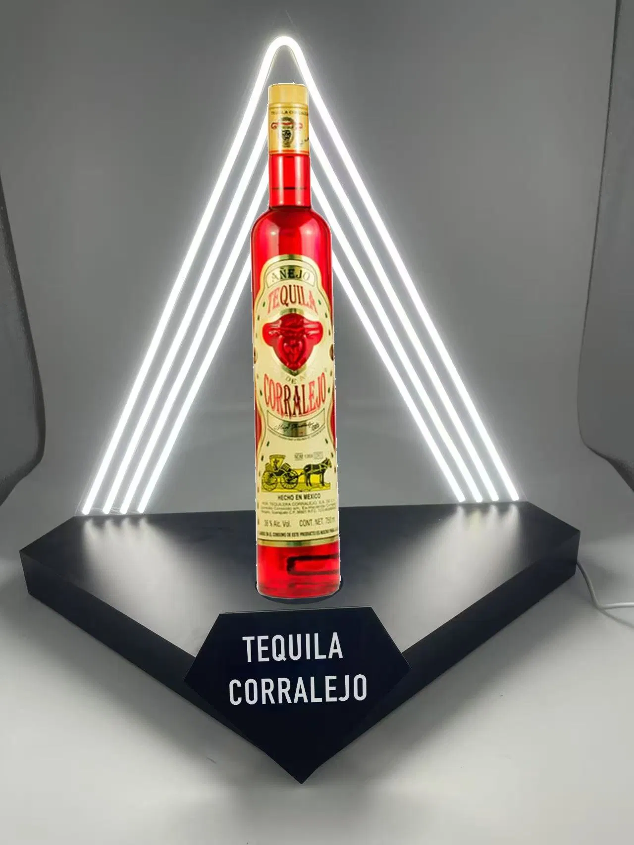 Customize Logo Bottle Glorifier Acrylic Wine Bottle Display Stand with LED