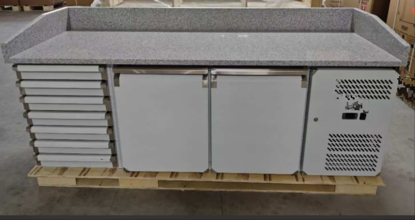RoHS CE TUV 580L Ventilated with Marble Granite Prep Table Commercial Double Doors Smart Refrigerator for Commercial Restaurant Hotel Chiller Counter