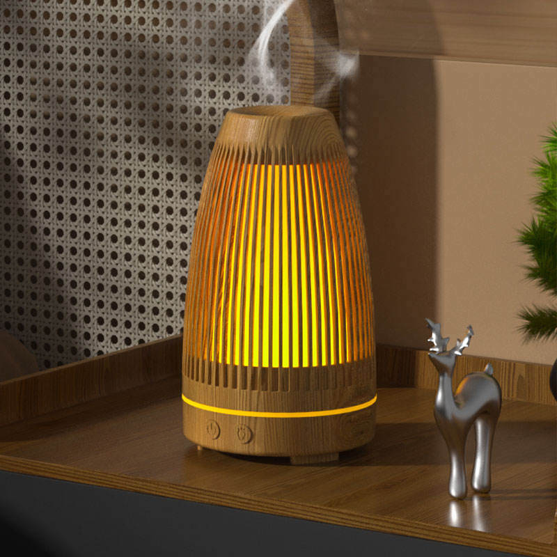 Ultrasonic Wood LED Humidifier Diffuser Aroma Diffuser Fragrant Air Flame Humidifier Essential Oil Diffuser Portable Humidifier