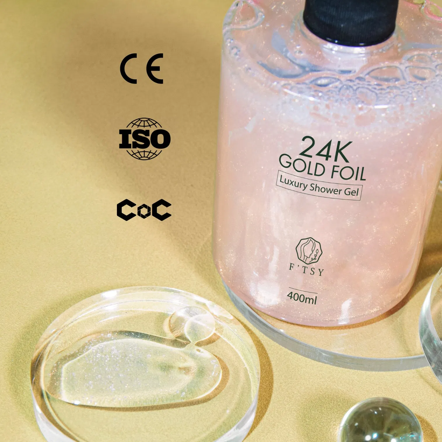 High Quality Shower Gel 24K Pure Gold Cool Smooth Luxury Effect Natural Body Wash