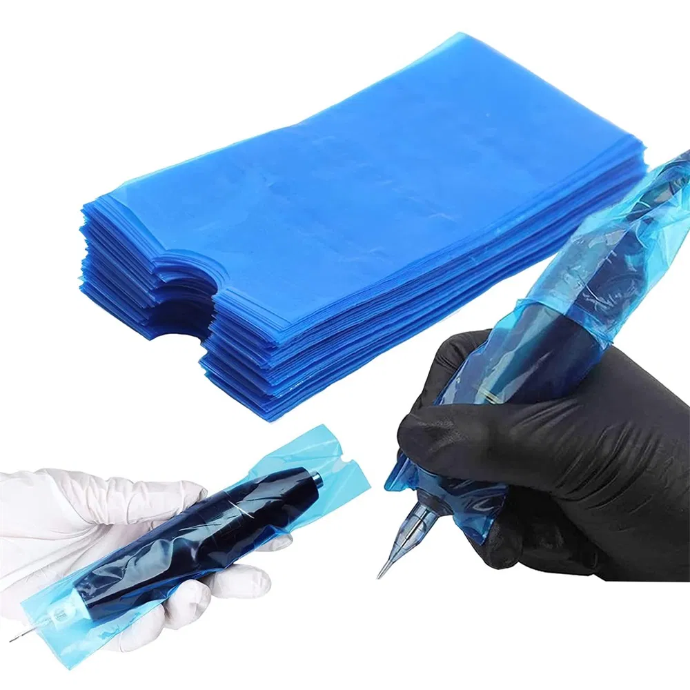 Disposable Blue Plastic Bag for Tattoo Pen Sleeve