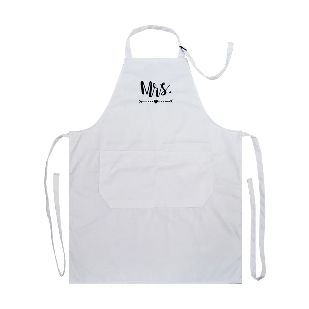 a Simple Style Black and White Apron Pure Cotton Long Apron Kitchen Cooking Apron