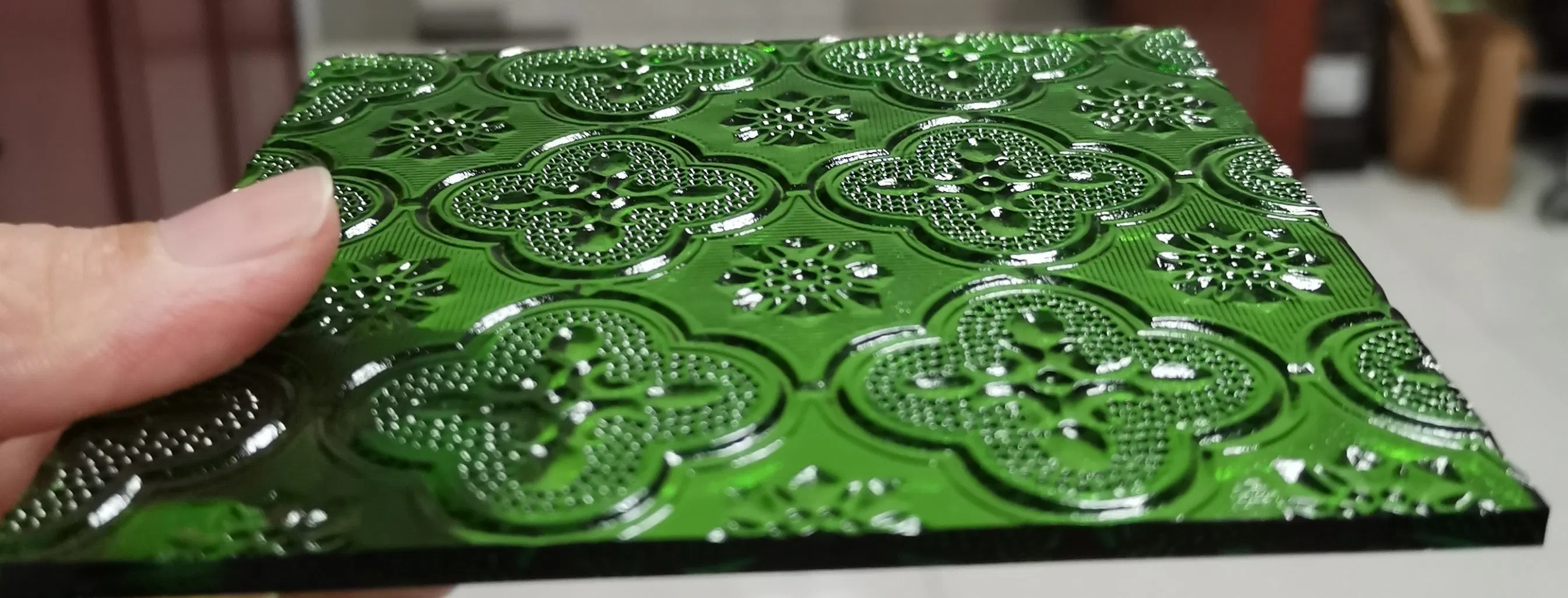 3mm 4mm 5mm Green Tinted Colored Flora Fluted Pattern Glass for Deco