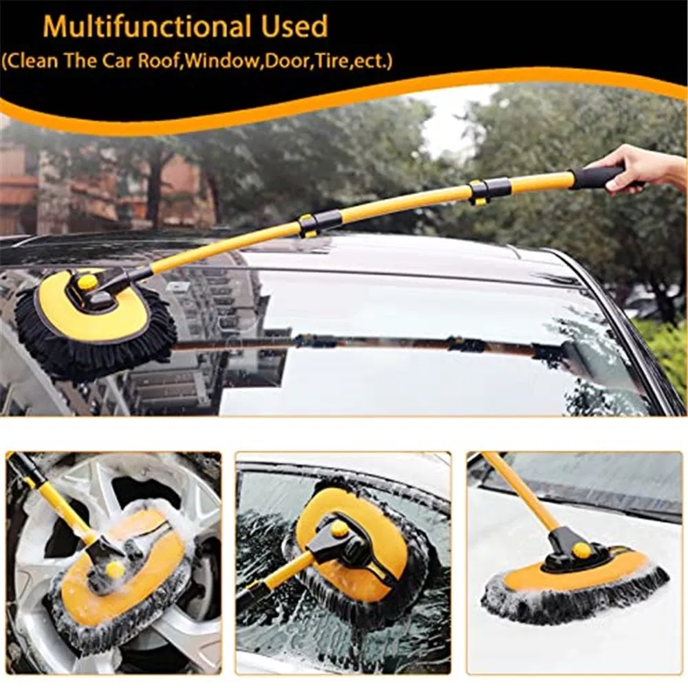 Telescopic Adjustable Rotating Chenille Long Handle Microfiber Car Wash Mop Brush