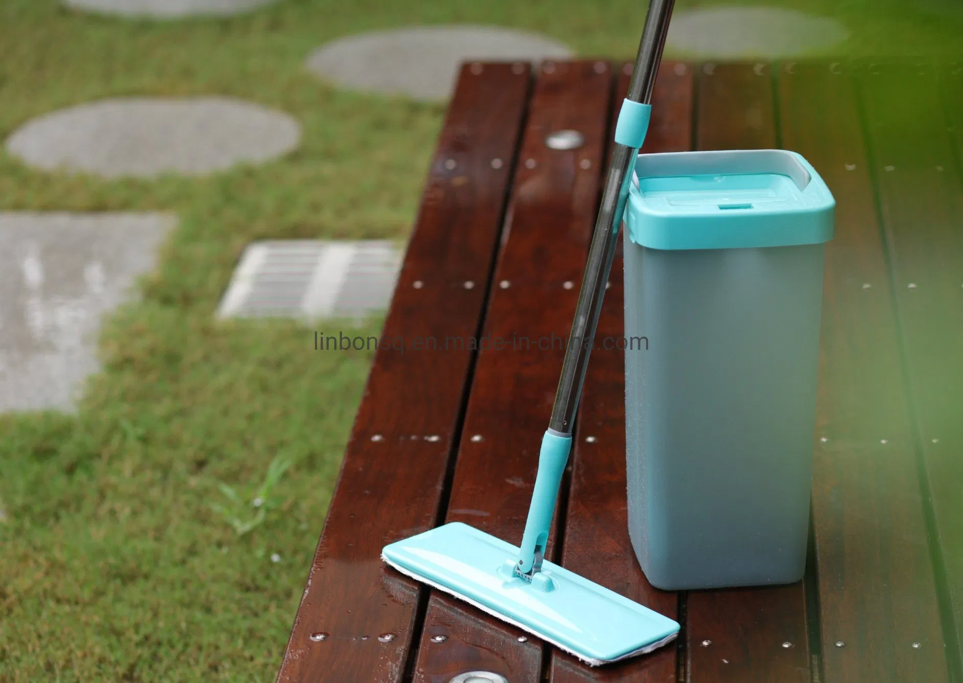 Self-Wash &amp; Dry Wringing Mop System with Transparent Bucket Easy Cleaning