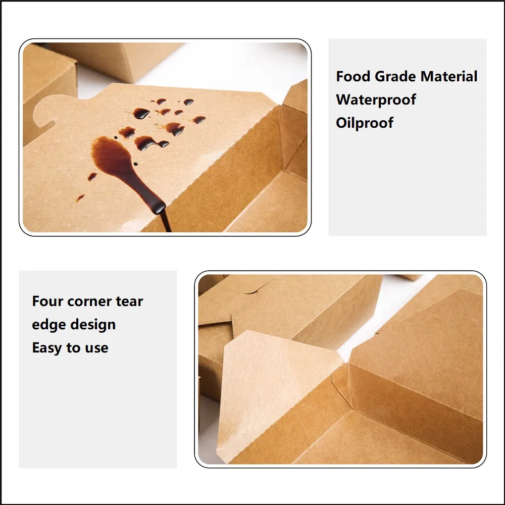 Disposable Eco Friendly Customized Kraft Paper Takeaway Food Box