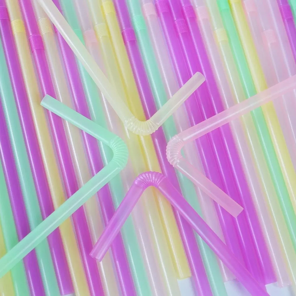 Non-Toxic and Odorless OEM ODM Custom Plastic Tea Drinking Disposable Fluorescent Straws