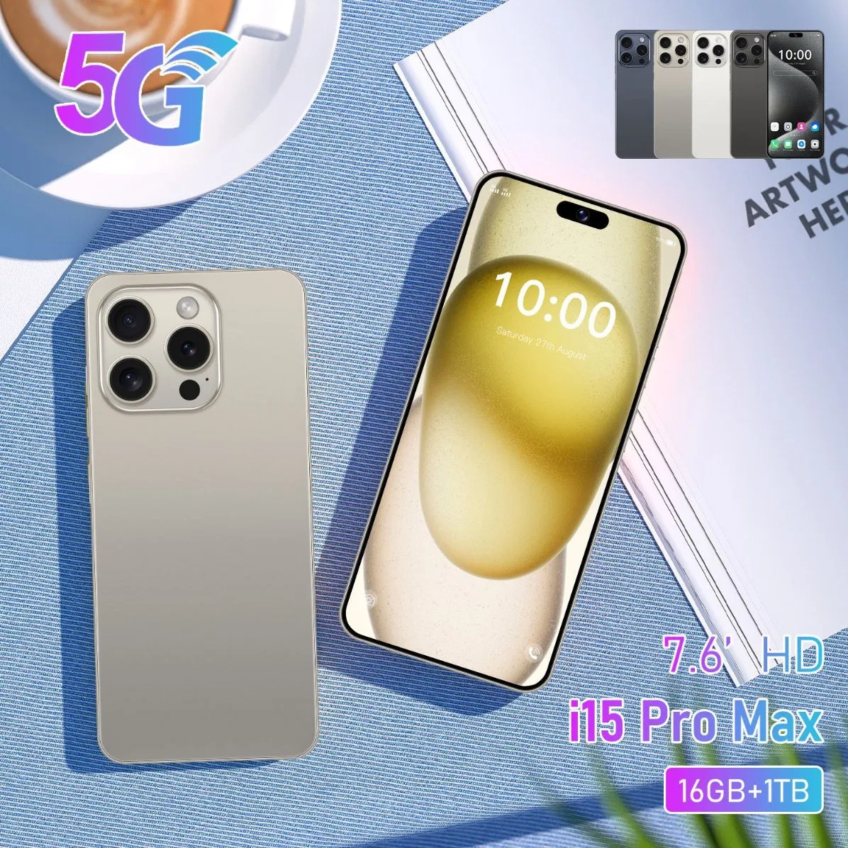 Смартфон I15 PRO Max 7.6 дюймов Android 14, 5G