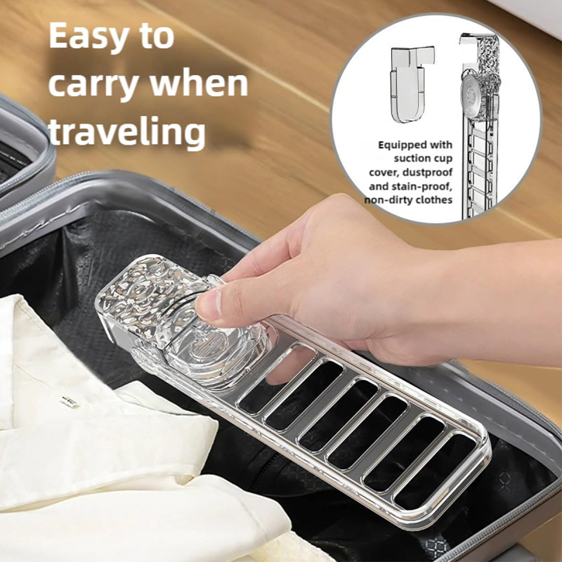 Sanipro Suction Cup Punch-Free Folding Laundry Hanger Living Room Applicable Detachable Foldable Clothes Drying Rack for Travel