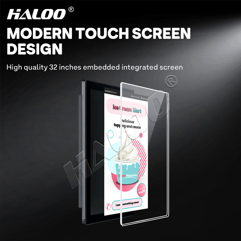 Haloo Custom Design 32 Inch Touch Screen Soft Serve Ice Cream Vending Machine