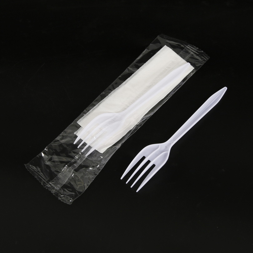 Plastic Spoons Heavy Duty White PP Cutlery Set with Napkin