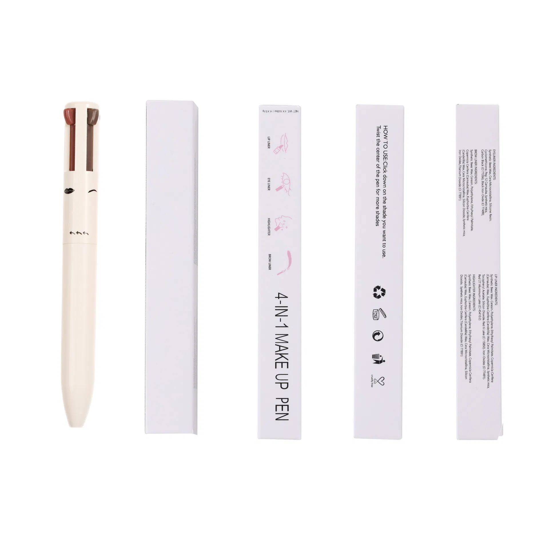 Private Label 4-in-1 Eye Highlighter Lip Eyebrow Pencil Makeup Pen Supplier