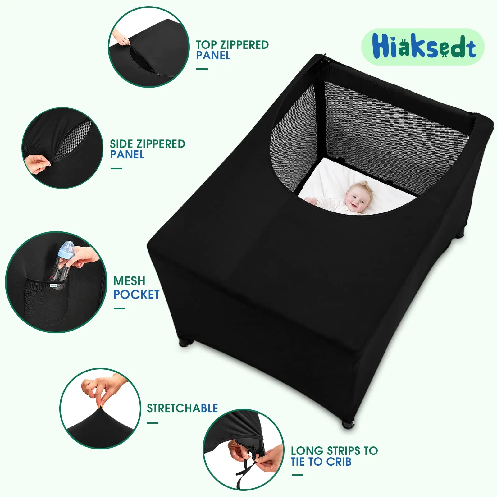 Baby Sleeping Tent Blackout Cover Baby Crib Tent Canopy Sleep Pod Mosquito Net