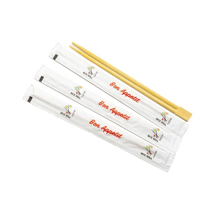 Health Disposable Bamboo Chopsticks with Paper Wrapped Customize Logo