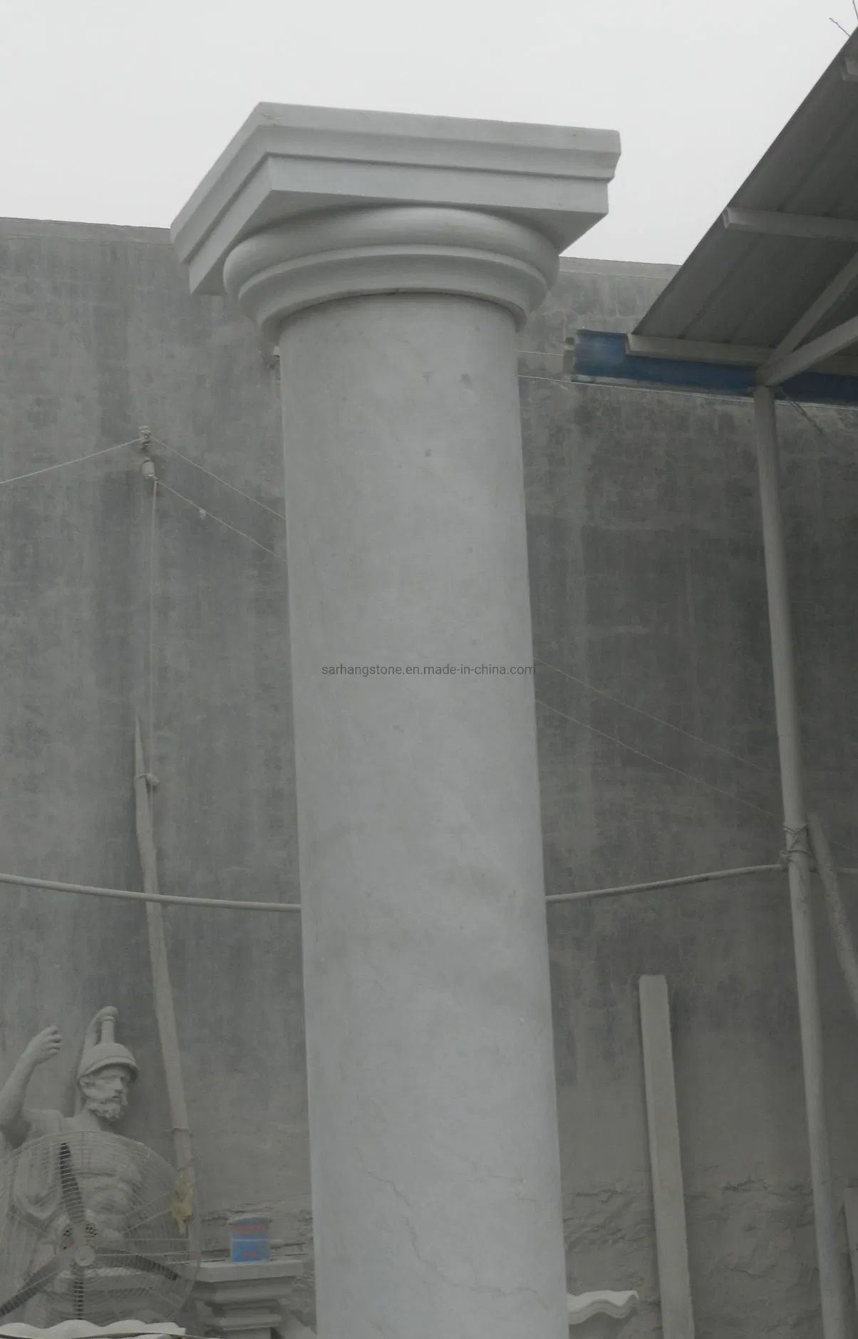 Round Roman Column Design Natural Stone White Marble Pillars Roman Column for Deco