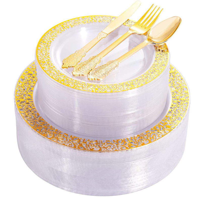 Plastic Dinnerware Set Wedding Event Birthday Dinner Party Supplies