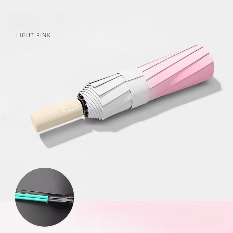 Promotional 10K Double Bone 3 Folding Custom Automatic Rain Sun Gift Gradient Advertising Outdoor Umbrella with Logo Printing Light Blue