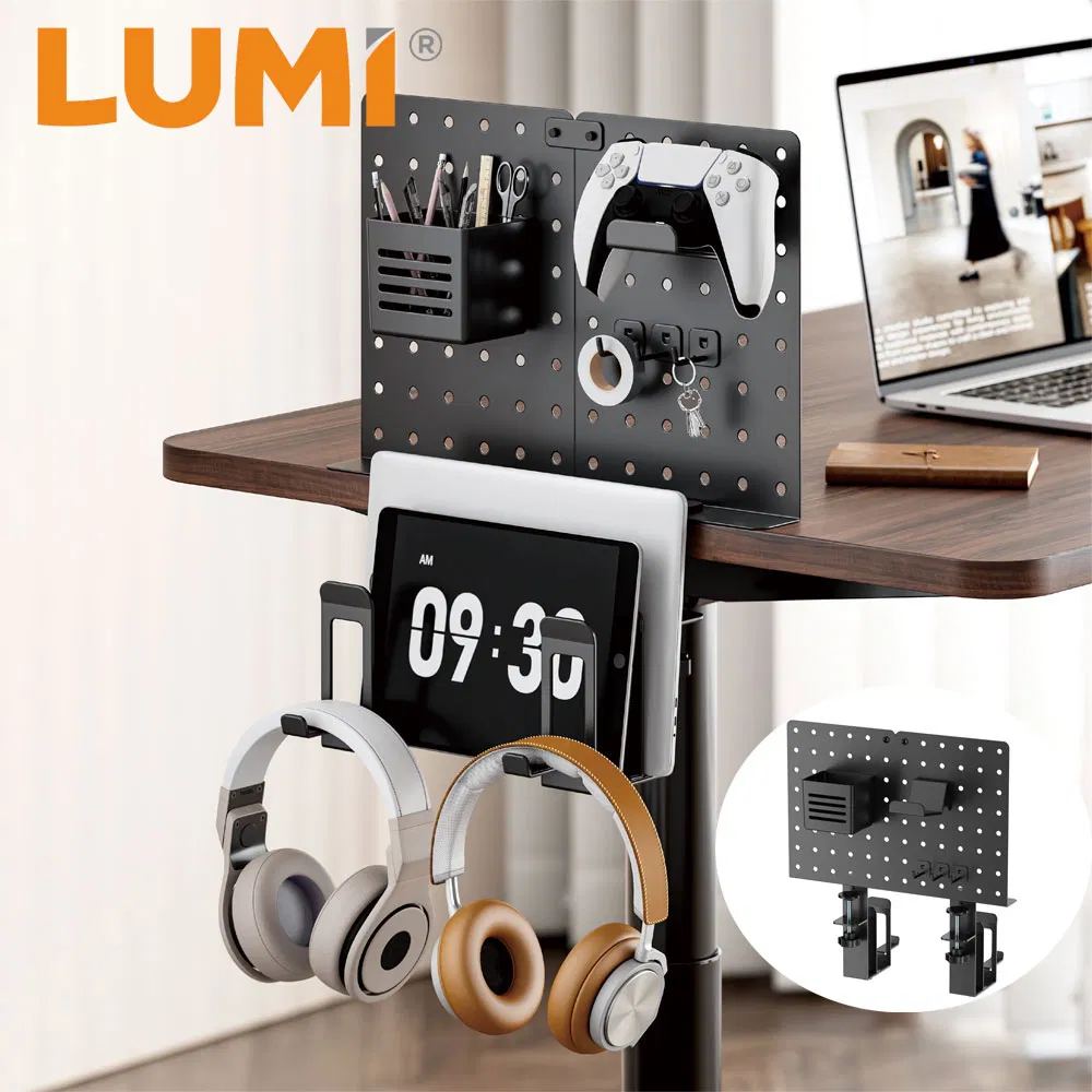 Clamp-On Desk Pegboard Organizer Office Desktop Peg Board Storage Manage Organization with Pegboard & Storage Kits