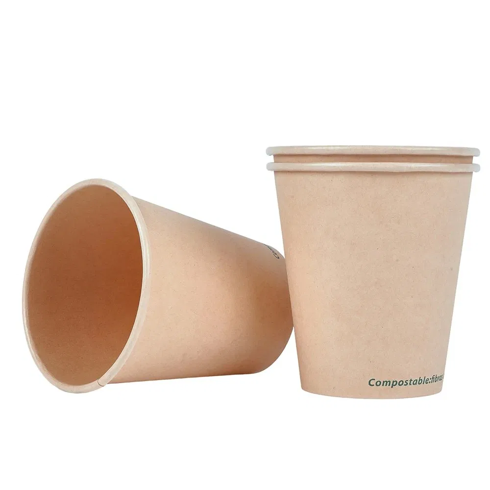 8oz 10oz 12oz 16oz Thin Single Wall Bamboo Fiber Paper Cup Customized Logo Hot Drink with Logo for Disposable Fast Food Packaging Hot Drink for Home Party Event
