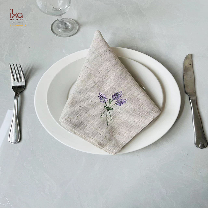 Restaurant Table Party Wedding Beverage Decoration Color Personalized Lunch Natural Printed Cloth Eco Friendly Custom White Linen Napkins