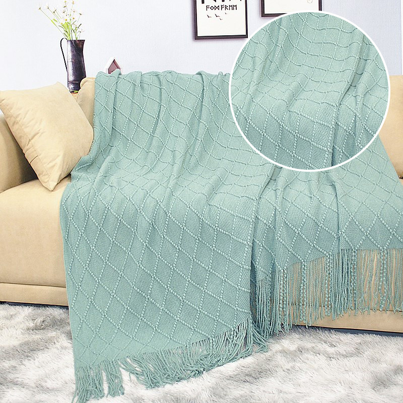 Solid Color Knitted Throw Blanket Summer Home Bed Travel Sofa Blanket